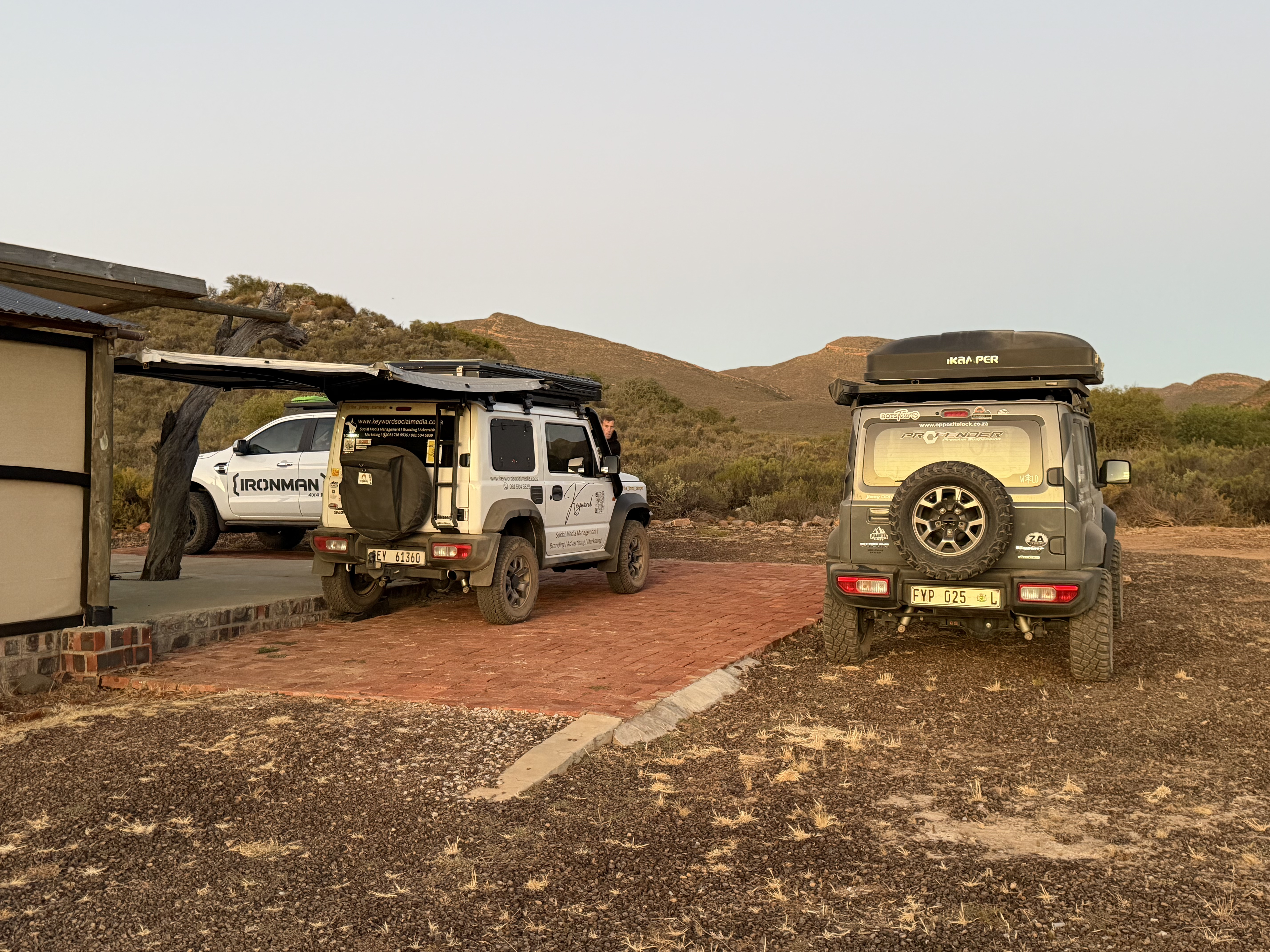 Bush caravan campsite at golden hour